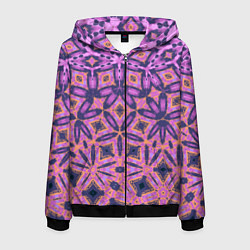 Толстовка 3D на молнии мужская Фиолетовая геометрическая метаморфоза, цвет: 3D-черный