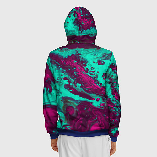 Мужская толстовка на молнии Абстракция мрамор / 3D-Синий – фото 4