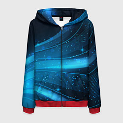 Толстовка 3D на молнии мужская Абстракция волнистых линий, цвет: 3D-красный