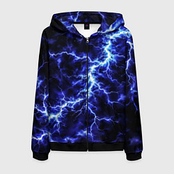 Толстовка 3D на молнии мужская Мощнейший разряд молнии, цвет: 3D-черный