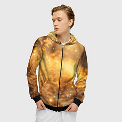 Толстовка 3D на молнии мужская Золотые лучи солнца на рассвете, цвет: 3D-черный — фото 2