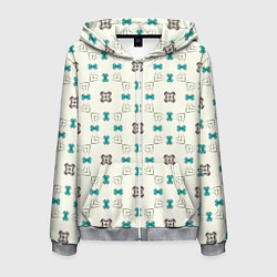 Толстовка 3D на молнии мужская Узорчатый паттерн в квадратных ячейках, цвет: 3D-меланж