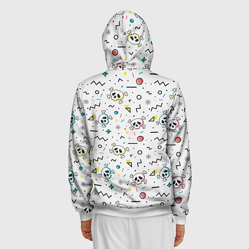 Мужская толстовка на молнии Паттерн с черепами и геометрическими фигурами на Х / 3D-Белый – фото 4