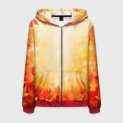 Толстовка 3D на молнии мужская Жёлто-красный осенний, цвет: 3D-красный