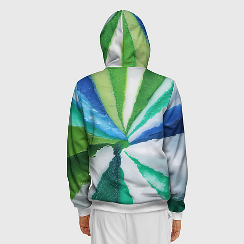 Мужская толстовка на молнии Радуга цветов мальдивских островов / 3D-Белый – фото 4
