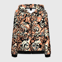 Толстовка 3D на молнии мужская Абстрактный паттерн персиковый, цвет: 3D-черный