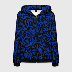 Мужская толстовка на молнии Чёрно-синий паттерн абстрактный