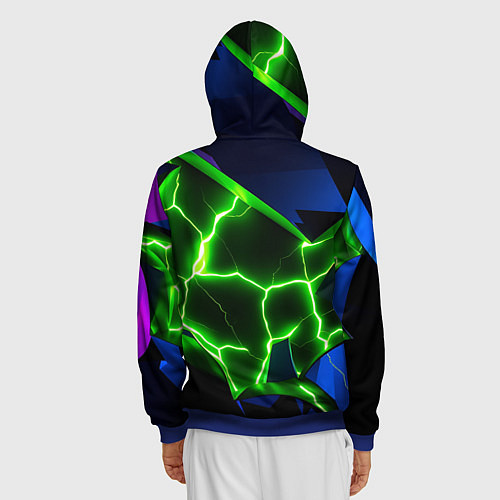 Мужская толстовка на молнии Neon green glow / 3D-Синий – фото 4