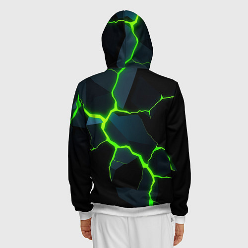 Мужская толстовка на молнии Glow green neon / 3D-Белый – фото 4