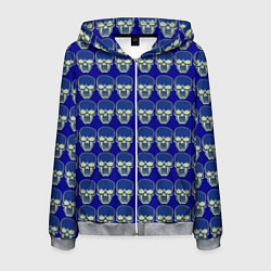 Толстовка 3D на молнии мужская Сияние черепа, цвет: 3D-меланж