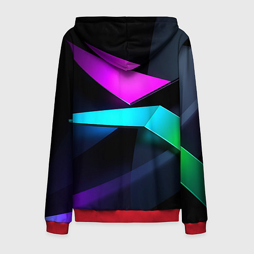 Мужская толстовка на молнии Neon colored geometric / 3D-Красный – фото 2