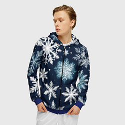 Толстовка 3D на молнии мужская Снежное небо, цвет: 3D-синий — фото 2