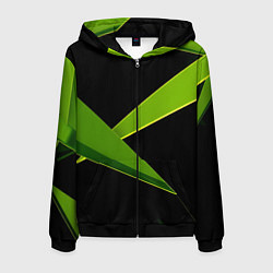 Толстовка 3D на молнии мужская Geometric neon, цвет: 3D-черный