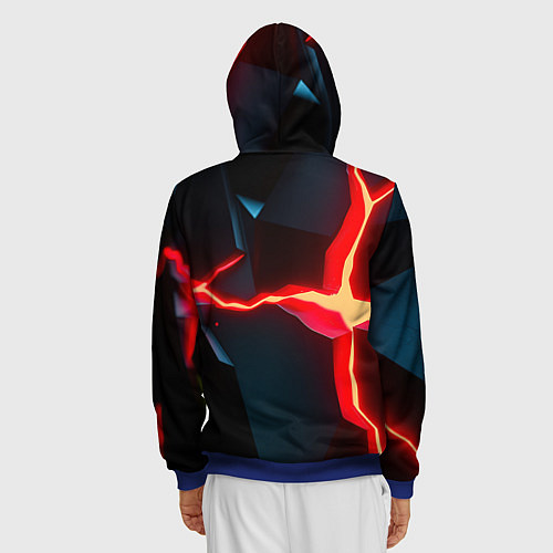 Мужская толстовка на молнии Neon orange / 3D-Синий – фото 4