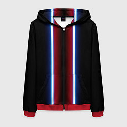 Толстовка 3D на молнии мужская Color white blue red neon, цвет: 3D-красный