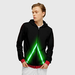 Толстовка 3D на молнии мужская Color neon green, цвет: 3D-красный — фото 2