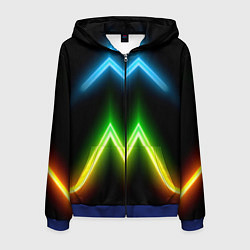 Толстовка 3D на молнии мужская Neon multicolored lines, цвет: 3D-синий