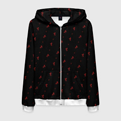 Толстовка 3D на молнии мужская Красный конь паттерн, цвет: 3D-белый