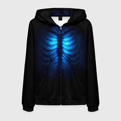 Толстовка 3D на молнии мужская Душа синяя - позвоночник и рёбра просвечиваются, цвет: 3D-черный