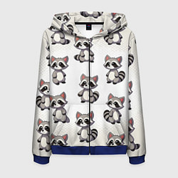 Толстовка 3D на молнии мужская Много енотов, цвет: 3D-синий