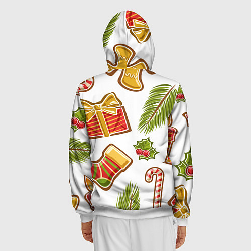 Мужская толстовка на молнии Рождественский вайб / 3D-Белый – фото 4