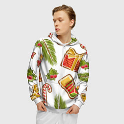 Толстовка 3D на молнии мужская Рождественский вайб, цвет: 3D-белый — фото 2