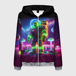 Толстовка 3D на молнии мужская Космонавт Шрук в неоновом скафандре на загадочной, цвет: 3D-меланж