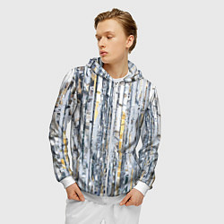 Толстовка 3D на молнии мужская Новогодний дождик, цвет: 3D-белый — фото 2