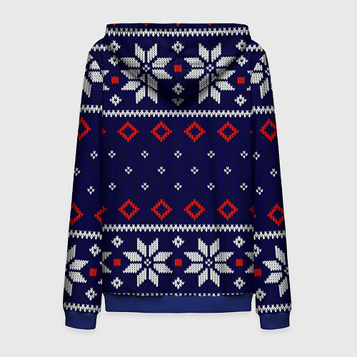 Мужская толстовка на молнии Вязаный новогодний узор / 3D-Синий – фото 2