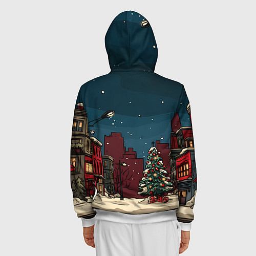 Мужская толстовка на молнии Новогодняя ночь / 3D-Белый – фото 4