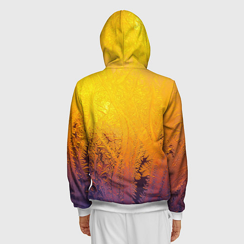 Мужская толстовка на молнии Узоры золотистого инея / 3D-Белый – фото 4