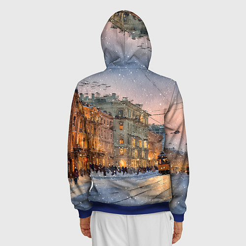 Мужская толстовка на молнии Зимний Санкт-Петербург / 3D-Синий – фото 4