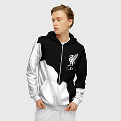 Толстовка 3D на молнии мужская Ливерпуль краски разводы, цвет: 3D-белый — фото 2