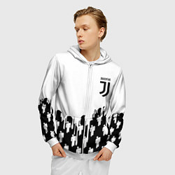 Толстовка 3D на молнии мужская Ювентус краски люди, цвет: 3D-белый — фото 2