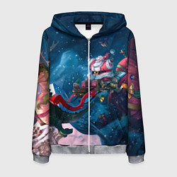 Мужская толстовка на молнии Санта с динозавром