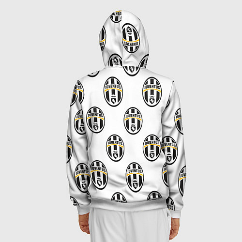 Мужская толстовка на молнии Juventus Pattern / 3D-Белый – фото 4