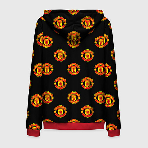 Мужская толстовка на молнии Manchester United Pattern / 3D-Красный – фото 2