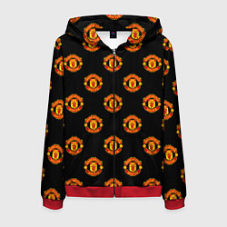 Толстовка 3D на молнии мужская Manchester United Pattern, цвет: 3D-красный