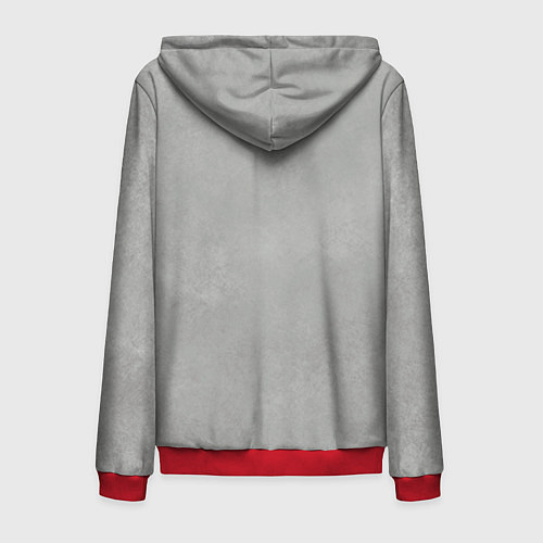 Мужская толстовка на молнии Белый котик / 3D-Красный – фото 2