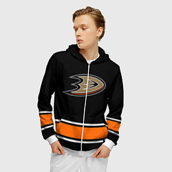 Толстовка 3D на молнии мужская Anaheim Ducks Selanne, цвет: 3D-белый — фото 2