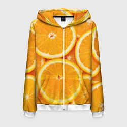 Толстовка 3D на молнии мужская Апельсин, цвет: 3D-белый