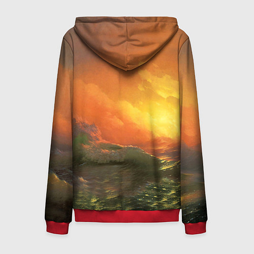 Мужская толстовка на молнии Айвазовский - 9 Вал / 3D-Красный – фото 2