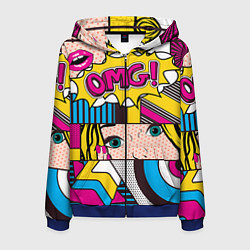 Толстовка 3D на молнии мужская POP ART, цвет: 3D-синий