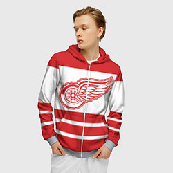 Толстовка 3D на молнии мужская Detroit Red Wings, цвет: 3D-меланж — фото 2