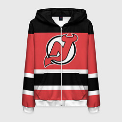 Толстовка 3D на молнии мужская New Jersey Devils, цвет: 3D-белый