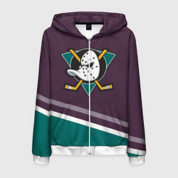 Толстовка 3D на молнии мужская Anaheim Ducks Selanne, цвет: 3D-белый