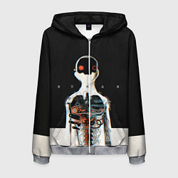 Толстовка 3D на молнии мужская Three Days Grace: Skeleton, цвет: 3D-меланж