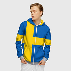 Толстовка 3D на молнии мужская Швеция, цвет: 3D-меланж — фото 2