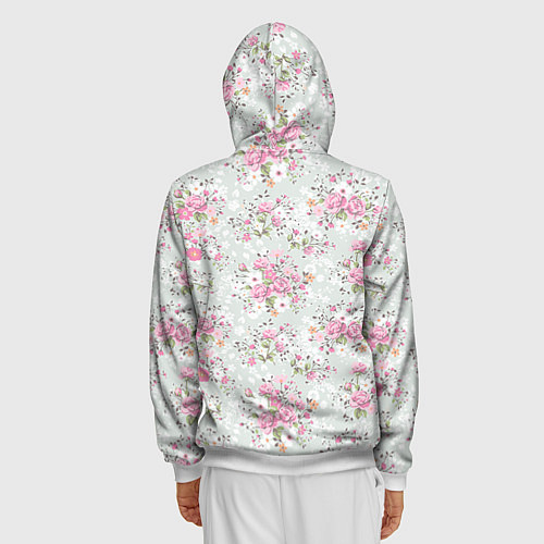 Мужская толстовка на молнии Flower pattern / 3D-Белый – фото 4