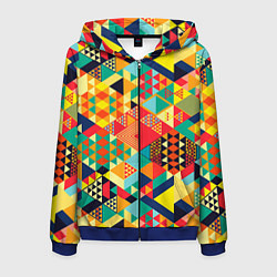 Толстовка 3D на молнии мужская Геометрия, цвет: 3D-синий